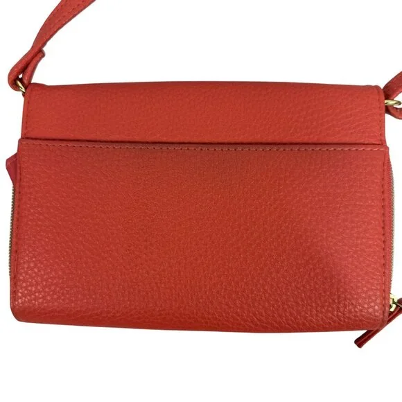 Leather Crossbody Bag With Adjustable Strap & Gold Ring Accents - Picture 6 of 9